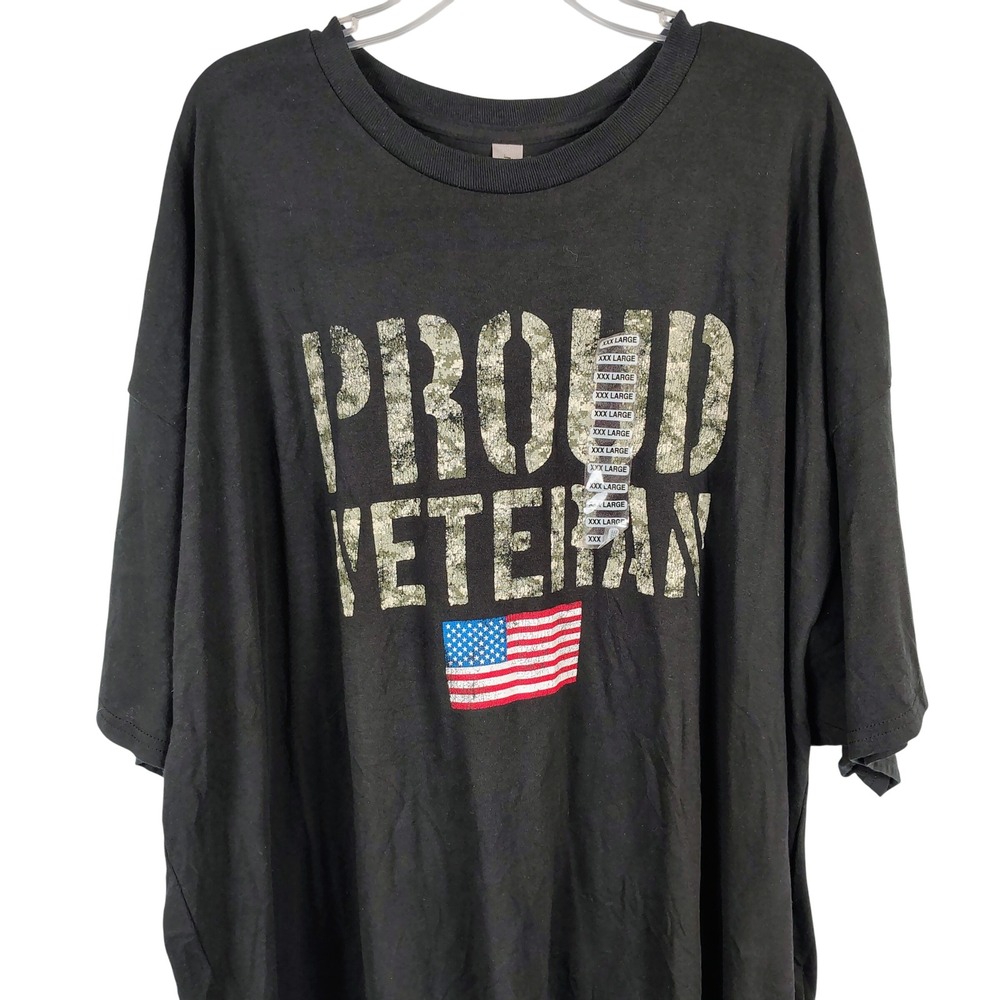 NWT Gildan Mens 4XL Proud Veteran Graphic T-Shirt Black Cotton Patriotic Camo